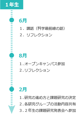 3年間のプログラムのイメージ:1年生
